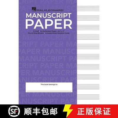 【3-4周达】Hal Leonard Manuscript Paper - 10-Staff, 64 Perforated Pages, 8.5 X 11, 3-Hole Punched [9798350132250]
