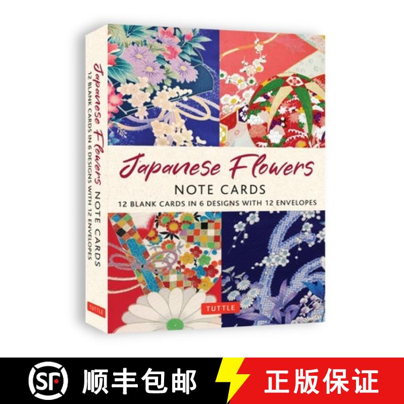 【3-4周达】Japanese Flowers, 12 Note Cards: 12 Blank Cards in 6 Lovely Designs (2 Each) with 12 Patte... [9780804857772]