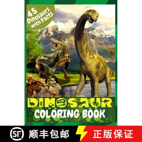 【3-4周达】精装 Dinosaur Coloring Book: Great Coloring Book for Kids with Dinosaur Facts [9781685010331]