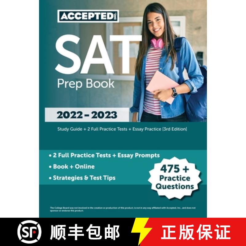 【2-3周达】SAT Prep Book 2022-2023: Study Guide + 2 Full Practice Tests + Essay Practice [3rd Edition] [9781637982150]
