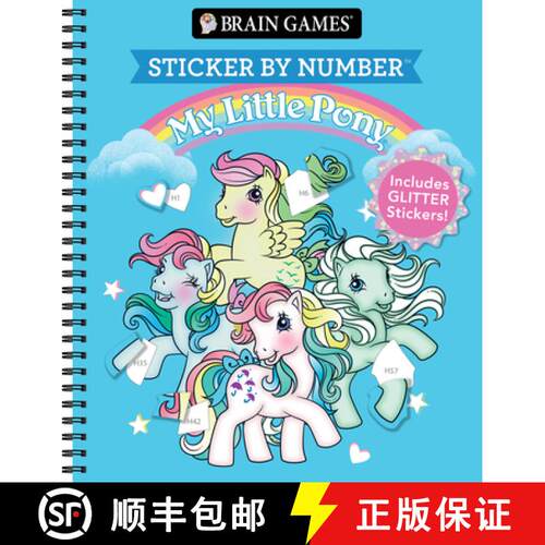 【3-4周达】Brain Games - Sticker by Number: My Little Pony - For All Ages Includes Glitter Stickers P... [9781639389223]