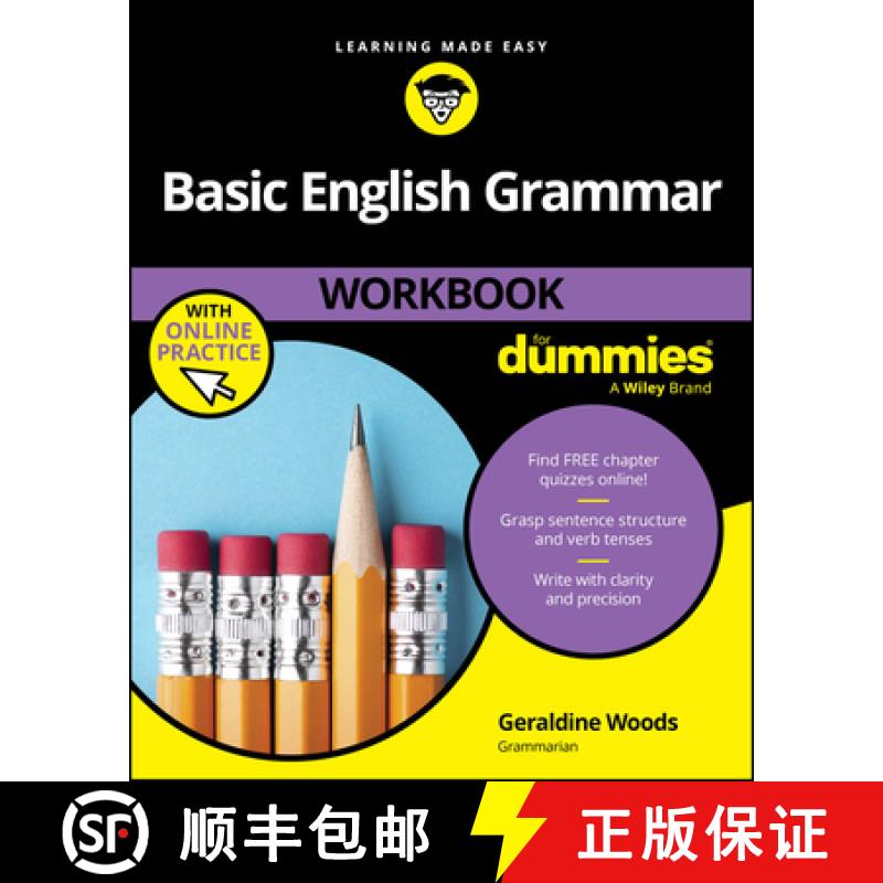 【3-4周达】Basic English Grammar Workbook for Dummies with Online Practice Quizzes [9781394330997]
