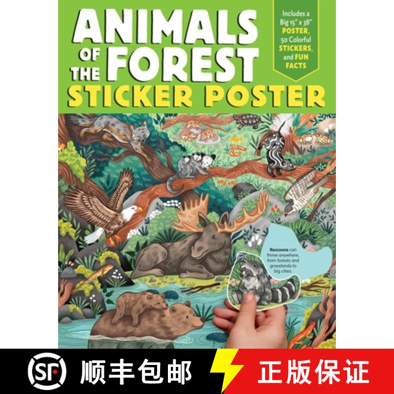 【3-4周达】Animals of the Forest Sticker Poster: Includes a Big 15 x 38 Poster, 50 Colorful Stickers,... [9781635868920]