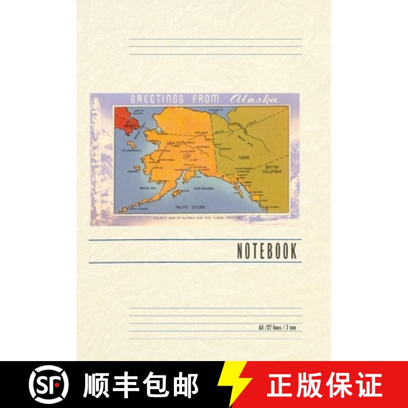 【3-4周达】Vintage Lined Notebook Greetings from Alaska, Map [9798385400010]