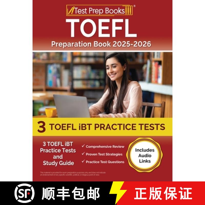 【2-3周达】TOEFL Preparation Book 2025-2026: 3 TOEFL iBT Practice Tests and Study Guide [Includes Aud... [9781637750155]