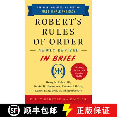 Robert's Rules of Order Newly Revised in Brief, 3rd Edition [9781541797703]