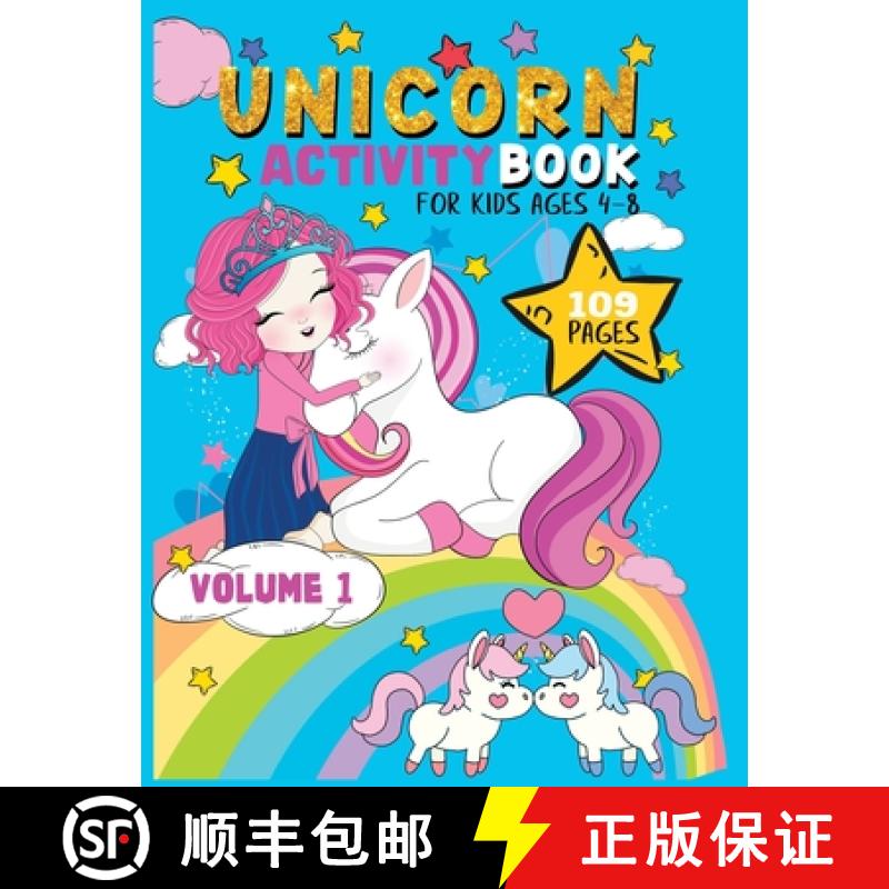 【3-4周达】Unicorn Activity Book   for kids 4-8  : Have fun while learning! Mazes, Dot-to-Dot, Word S... [9781801729970]