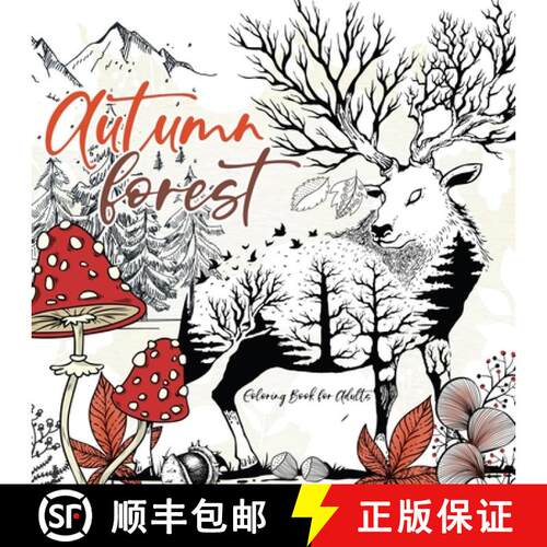 【3-4周达】Autumn Forest Coloring Book for Adults : Grayscale forest Coloring Book Fall| Forest Girls... [9783752989540]