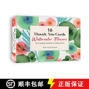 【3-4周达】16 Thank You Cards Watercolor Flowers: 4 1/2 X 3 Inch Blank Cards in 8 Lovely Designs (2 E... [9780804857307]