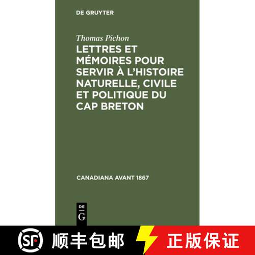 【3-4周达】精装 Lettres Et Mémoires Pour Servir À l'Histoire Naturelle, Civile Et Politique Du Cap ... [9783112301111]