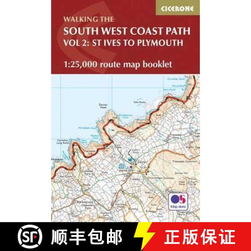预订 South West Coast Path Map Booklet - Vol 2: St Ives to Plymouth: 1:25,000 OS Route Mapping [9781852849375]