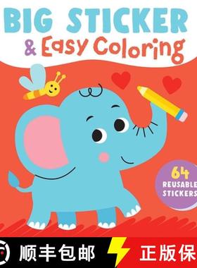 预订 Big Sticker & Easy Coloring (Elephant): 64 Reusable Stickers [9789465054087]