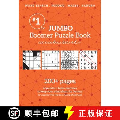 预订 Jumbo Boomer Puzzle Book #1: 200+ pages of puzzles & brain exercises to keep your mind sharp... [9781988821672]