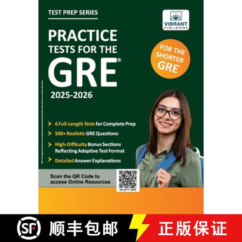 【3-4周达】Practice Tests for the GRE: 2025-2026, 6 Full-Length Tests, 500+ Timed Questions, Answer E... [9781636514390]