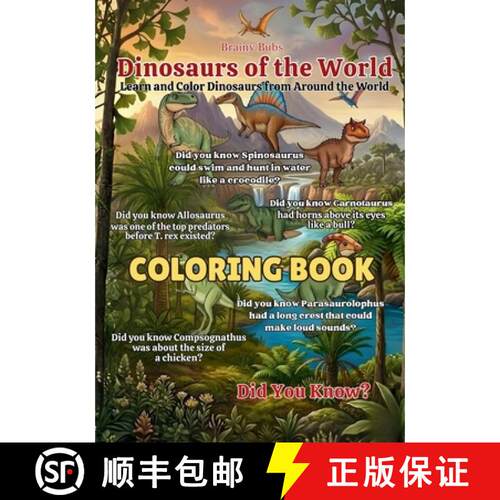 【3-4周达】Dinosaurs of the World Coloring Book: Fun and Fascinating Dinosaur Facts for Curious Young... [9788169067515]