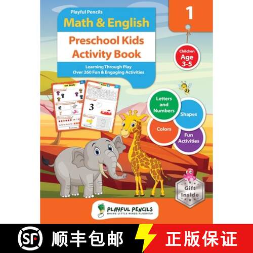 【3-4周达】Playful Pencils Math & English Preschool Kids Activity Book: Learning through Play. Over 2... [9781916835245]