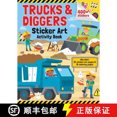 【3-4周达】Trucks & Diggers: Sticker Art & Coloring: Activity Book with Over 400 Stickers [9780655235842]