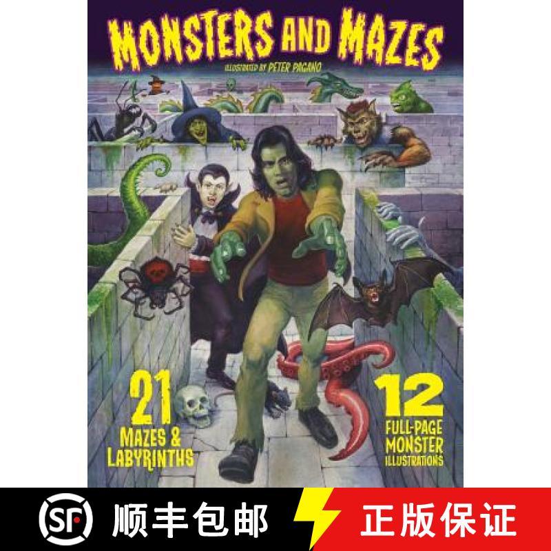 【3-4周达】Monsters and Mazes: 21 Mazes and Labyrinths, 12 Full-Page Illustrations [9780692753644]