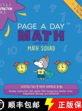 预订 Page A Day Math: Subtraction Book 3: Subtracting 2 from the Numbers 2-14 [9781947286412]
