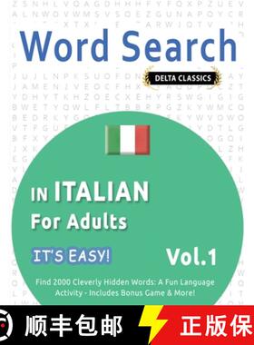 【3-4周达】Word Search in Italian for Adults - It's Easy! Vol.1 - Delta Classics - Find 2000 Cleverly... [9798349005329]