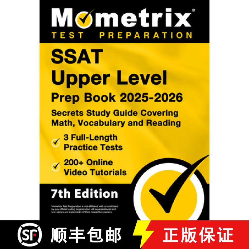 预订 SSAT Upper Level Prep Book 2025-2026 - 3 Full-Length Practice Tests, 200+ Online Video Tutorials... [9781516726455]