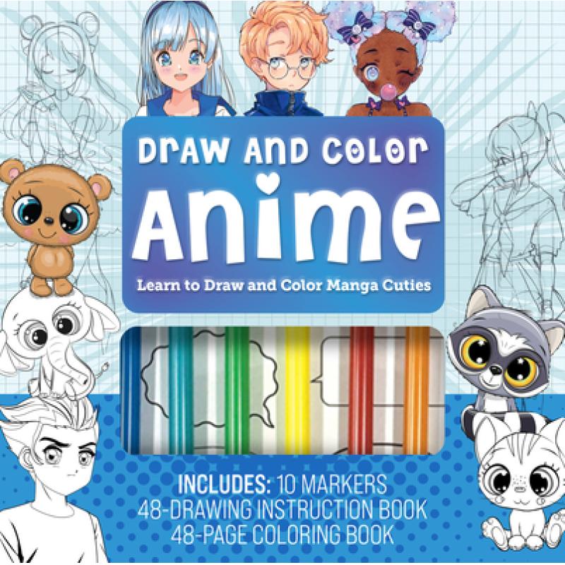 【4周达】Draw & Color Anime Kit: Learn to Draw and Color Manga Cuties [9780785841203] 书籍/杂志/报纸 艺术类原版书 原图主图