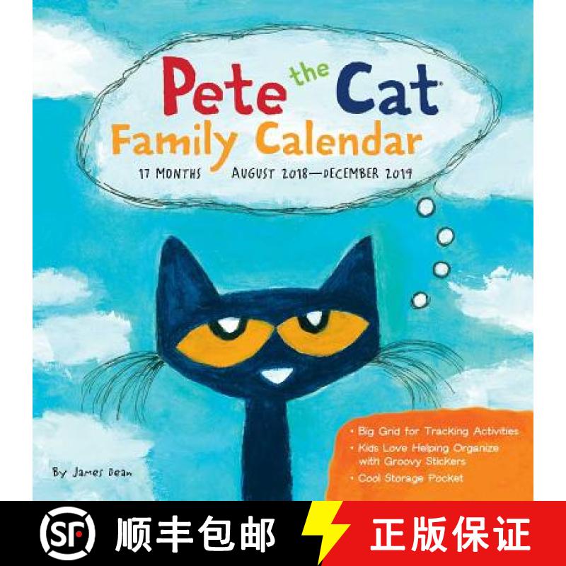 【3-4周达】Pete the Cat Family Organiser 2018-2019 17-Month Square Wall Calendar [9781449493592]