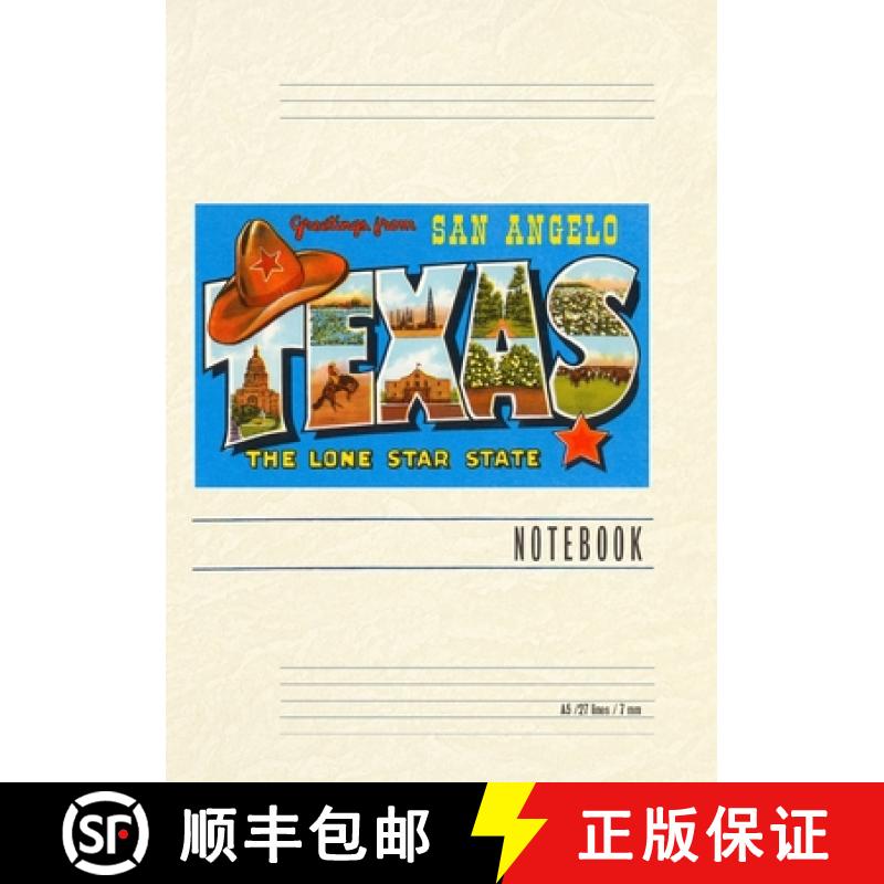【3-4周达】Vintage Lined Notebook Greetings from San Angelo, Texas [9798385450817]