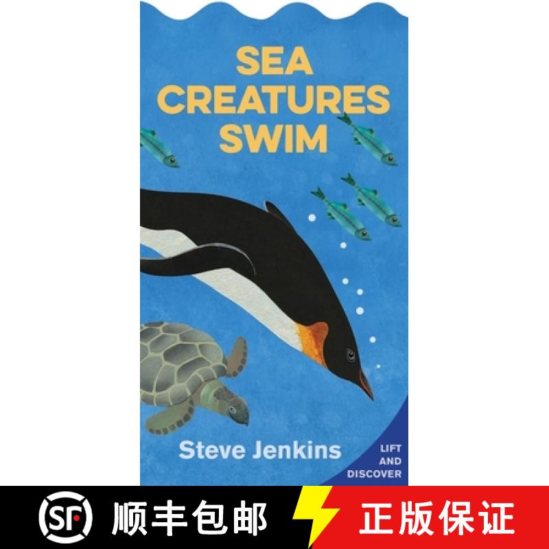 【3-4周达】Sea Creatures Swim (shaped Board Book With Lift-The-Flaps): Lift-the-flap and Discover [9780358040569]