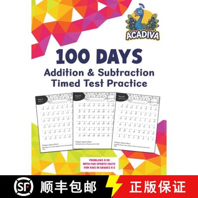 【3-4周达】100 Days of Addition and Subtraction Timed Test Practice (0-20) :  with Sports Facts for K... [9781532455704]