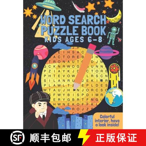 【3-4周达】Word Search Puzzle Book Kids Ages 6-8: Puzzle your way through 34 colorful and themed word... [9781913668204]