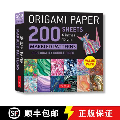 【3-4周达】Origami Paper 200 sheets Marbled Patterns 6 (15 cm): Tuttle Origami Paper: High-Quality Do... [9780804852845]