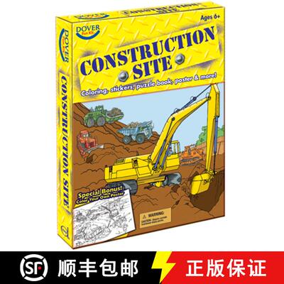 【3-4周达】Construction Site [With Stickers and 6 Crayons and 6 Stencils and 4 Coloring Books] (Fun Kit) [9780486470689]