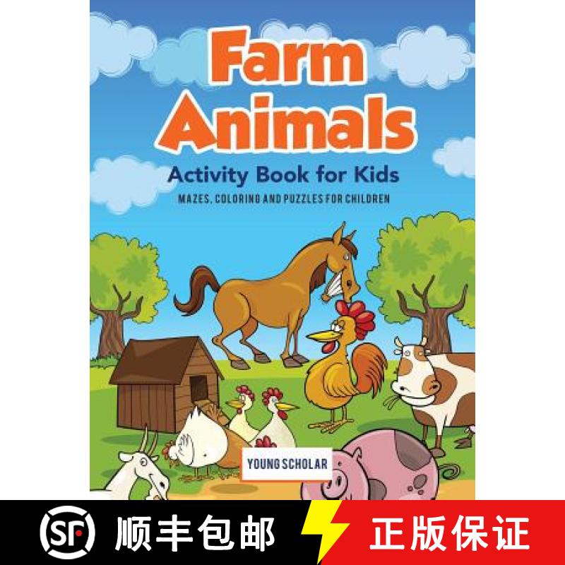 【3-4周达】Farm Animals Activity Book for Kids : Mazes, Coloring and Puzzles for Children [9781635894448]