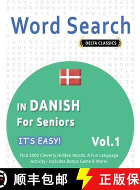 【3-4周达】Word Search in Danish for Seniors - It's Easy! Vol.1 - Delta Classics - Find 2000 Cleverly... [9798349005466]