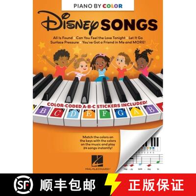 【3-4周达】Piano-By-Color - Disney Songs: Color-Coded Notation with Matching Stickers Make Playing So... [9798350148978]