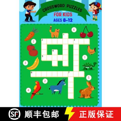 【3-4周达】Crossword Puzzles For Kids Ages 8 to 12: Boosting Brains For Young Minds [9789843554055]