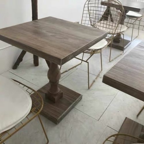 复古风咖啡厅4人原木美式餐桌