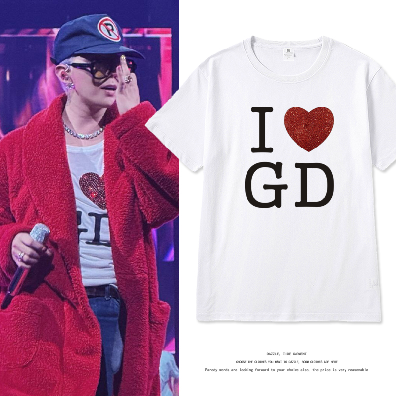 GD权志龙2025演唱会同款周边烫钻纯棉短袖T恤男女应援上衣服夏季