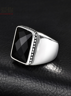 泰爱你时尚简约黑色气质戒指