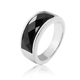 泰爱你时尚 黑玛瑙戒指潮男宽面酷炫小众设计指环个性 简约配饰