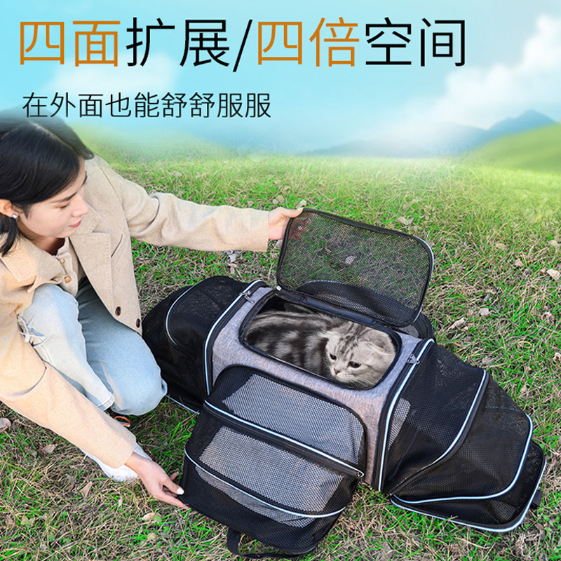 猫包外出便携包宠物背包猫笼子透明猫书包狗装猫咪用品扩展包四面