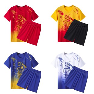 龙舟队服比赛定制短袖套装端午中国风龙纹篮球服划龙船套装