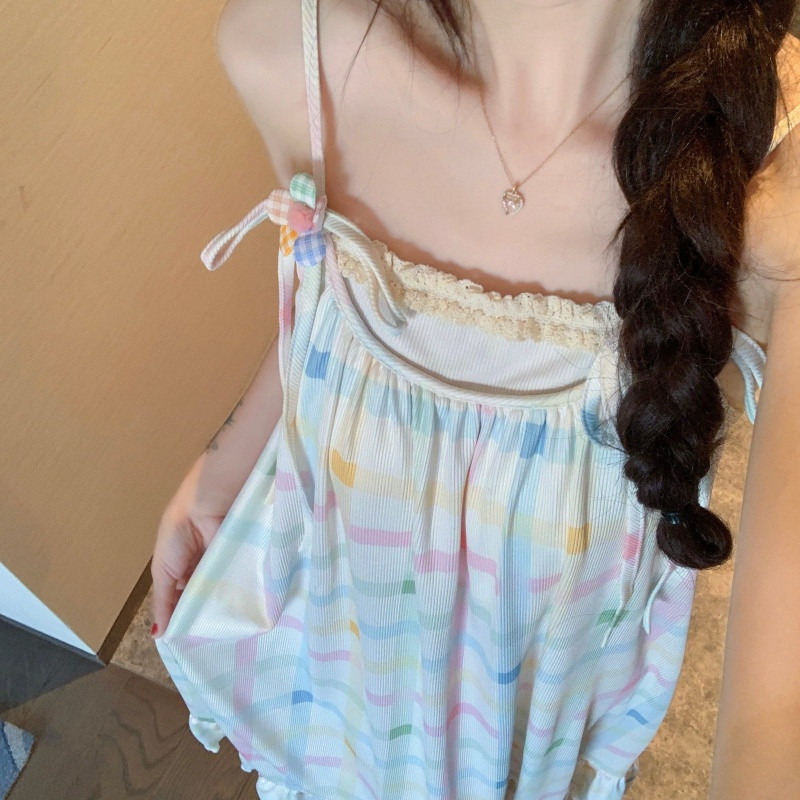 冰丝带胸垫吊带凉感连衣裙家居服