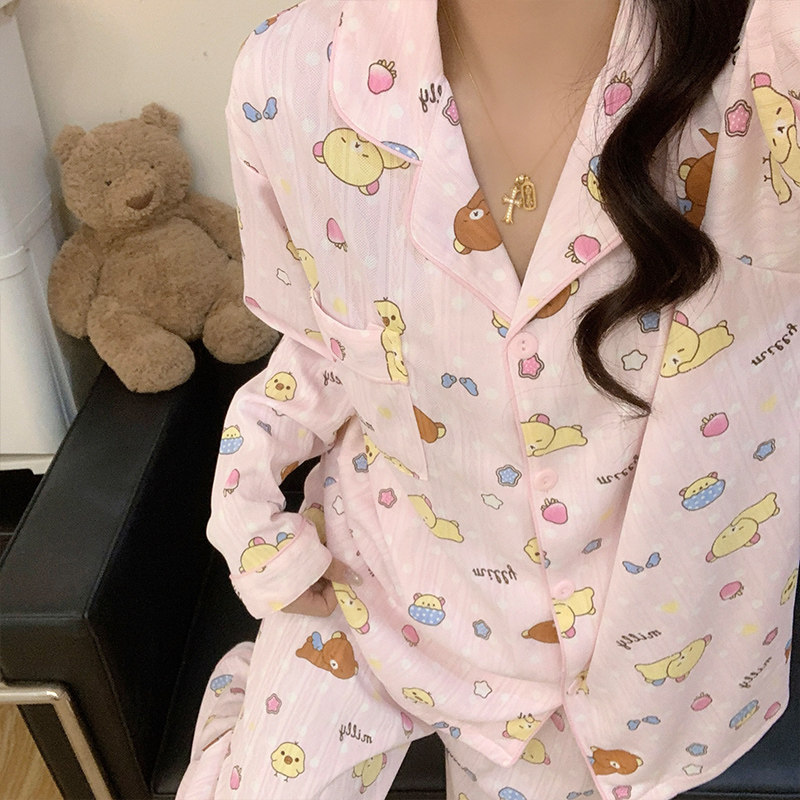 网红卡通棉质睡衣女款2026新款超火长袖可爱甜美风家居服减龄少女
