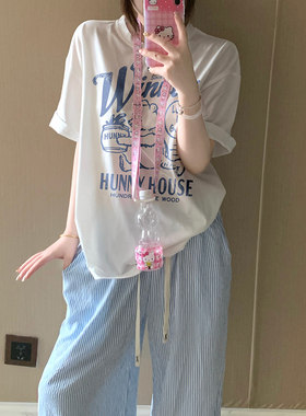 薄款宽松休闲运动套装少女高中初中学生夏季小清新时尚洋气两件套