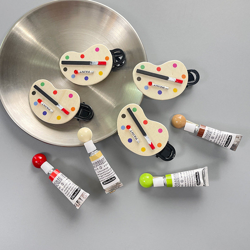 美术生趣味可爱搞怪颜料盘颜料管红色绿色发夹侧边刘海鸭嘴夹发饰,饰品/流行首饰/时尚饰品新,发饰,淘宝优惠券,粉丝福利购,淘宝优惠卷