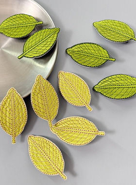 可爱古风立体国风仿真刺绣树叶绿色黄色叶子发夹子侧边夹发饰儿童