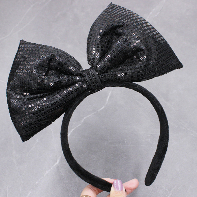 少女可爱亮片蝴蝶结发箍甜美超萌黑色头箍出游洗脸面膜BLING头饰