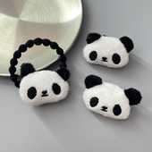 可爱呆萌毛绒软萌立体熊猫卡通发绳发圈发夹别针玩偶儿童扎头发女